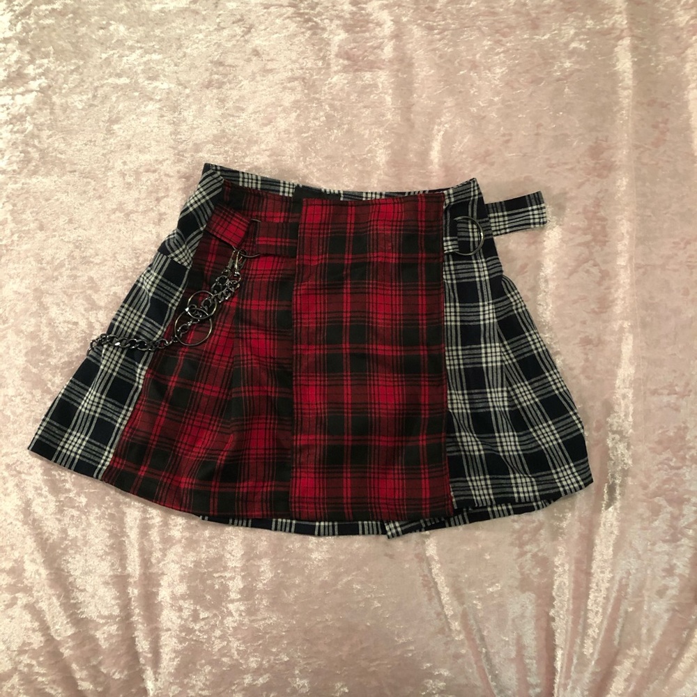LF - plaid chain mini-skirt